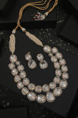 Victorian Uncut Polki Faux Diamond Necklace set