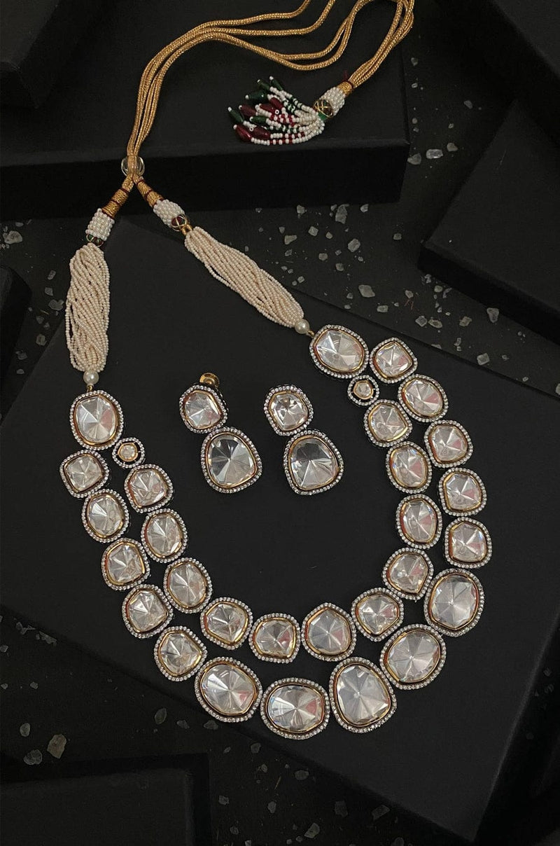 Victorian Uncut Polki Faux Diamond Necklace set