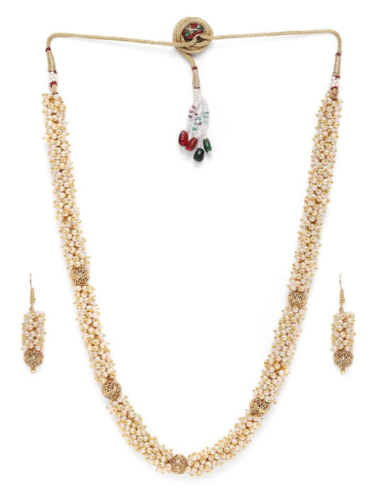 Gold plated Handcrafted pearl long necklace