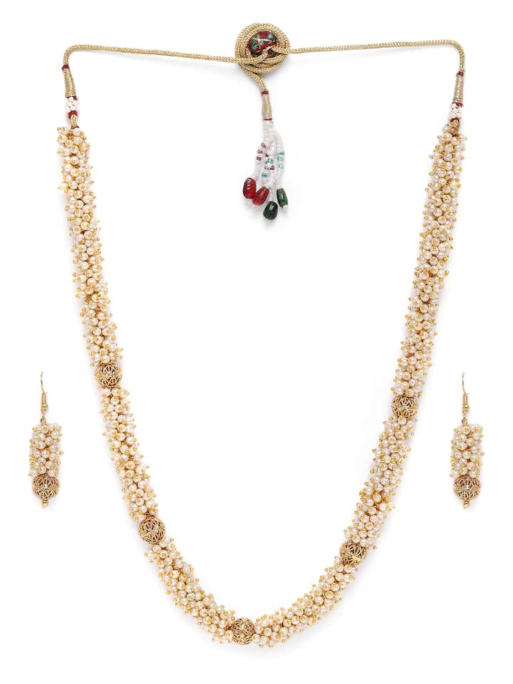 Gold plated Handcrafted pearl long necklace