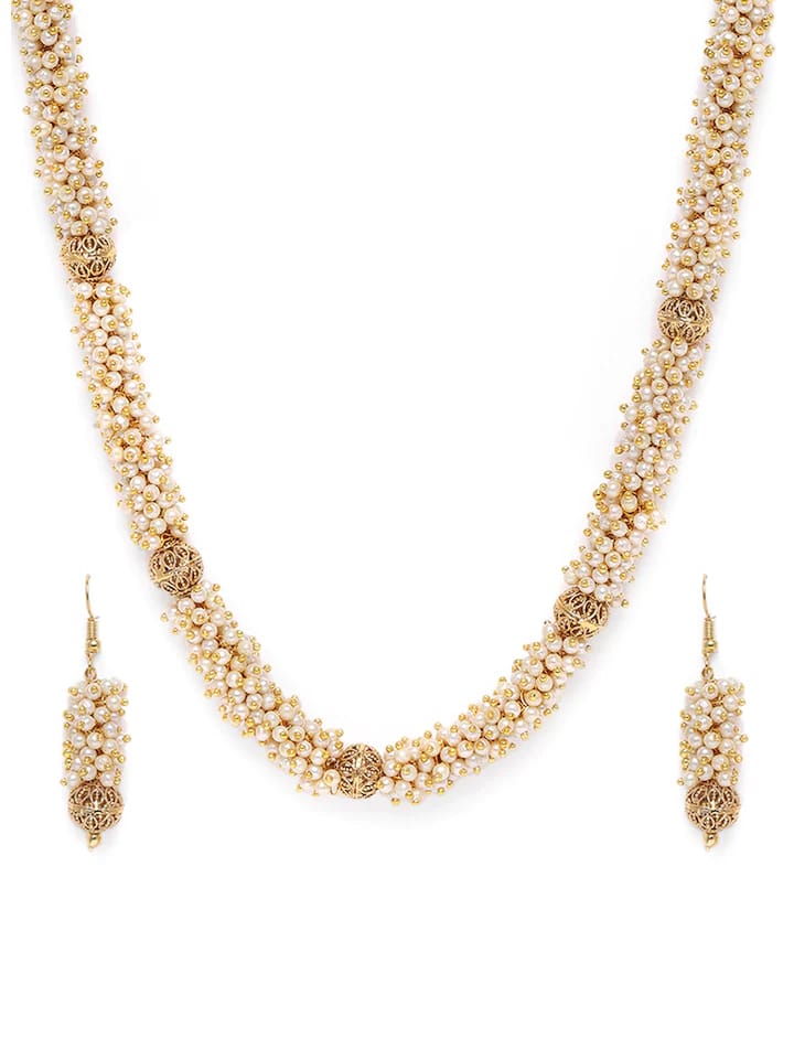 Gold plated Handcrafted pearl long necklace