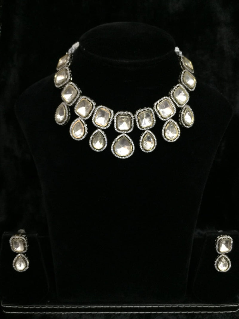 Victorian Uncut Polki Faux Diamond Necklace set