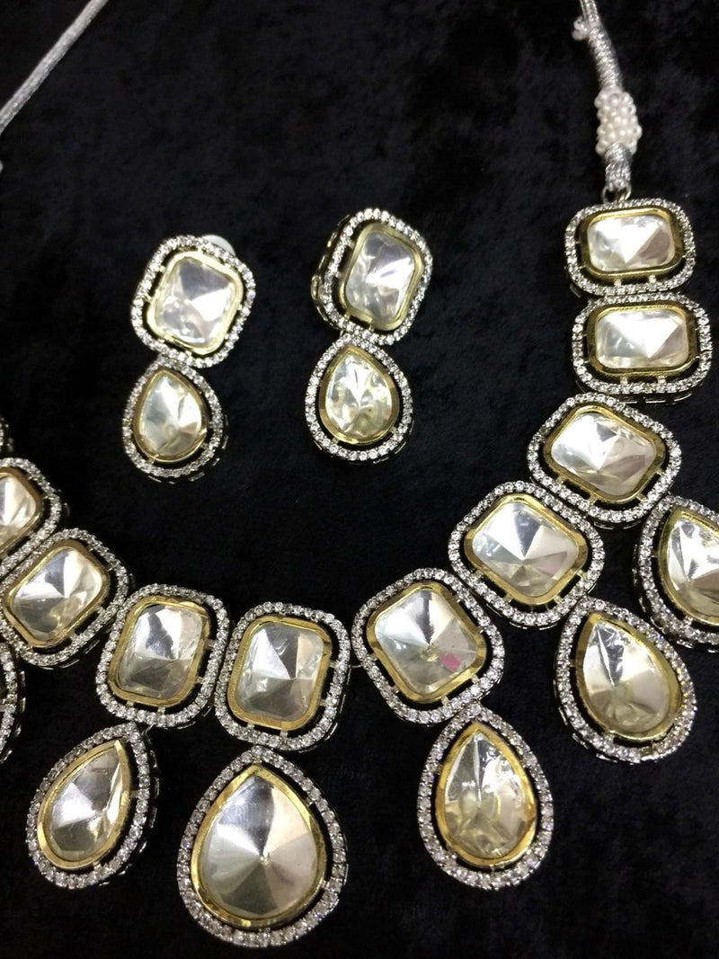 Victorian Uncut Polki Faux Diamond Necklace set