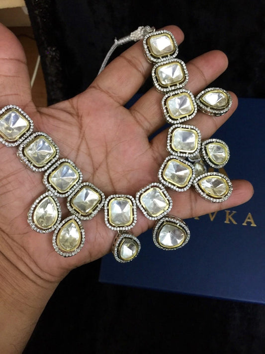 Victorian Uncut Polki Faux Diamond Necklace set