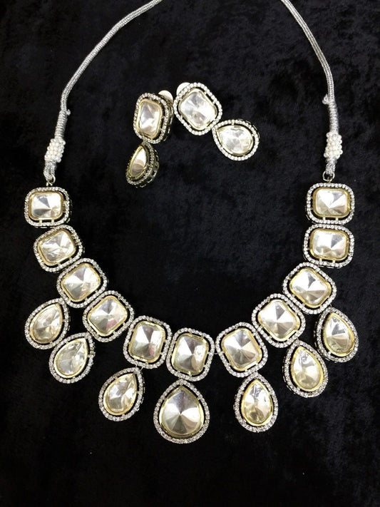 Victorian Uncut Polki Faux Diamond Necklace set