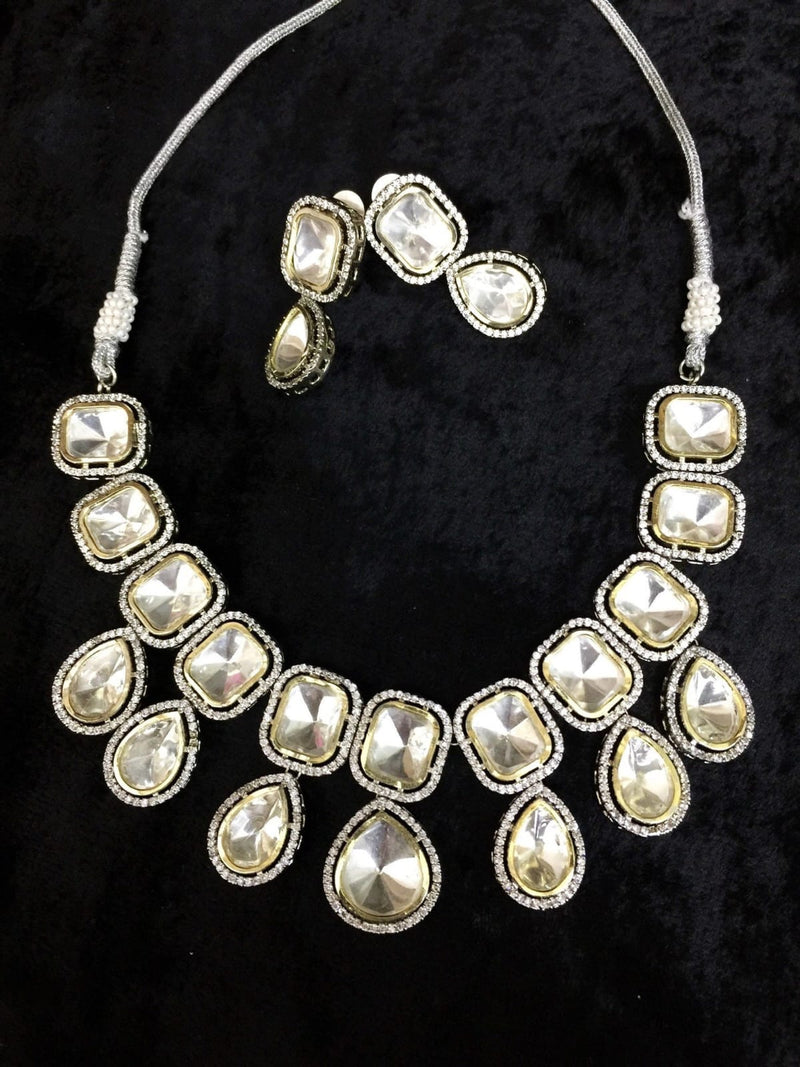 Victorian Uncut Polki Faux Diamond Necklace set