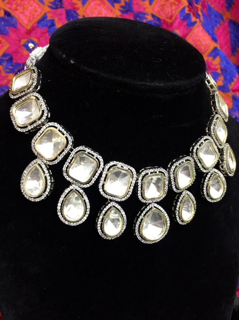 Victorian Uncut Polki Faux Diamond Necklace set