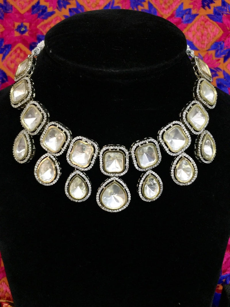Victorian Uncut Polki Faux Diamond Necklace set