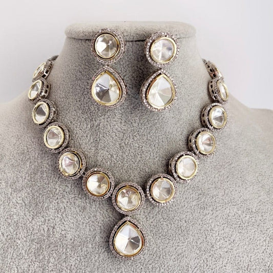 Victorian Uncut Polki Faux Diamond Necklace set