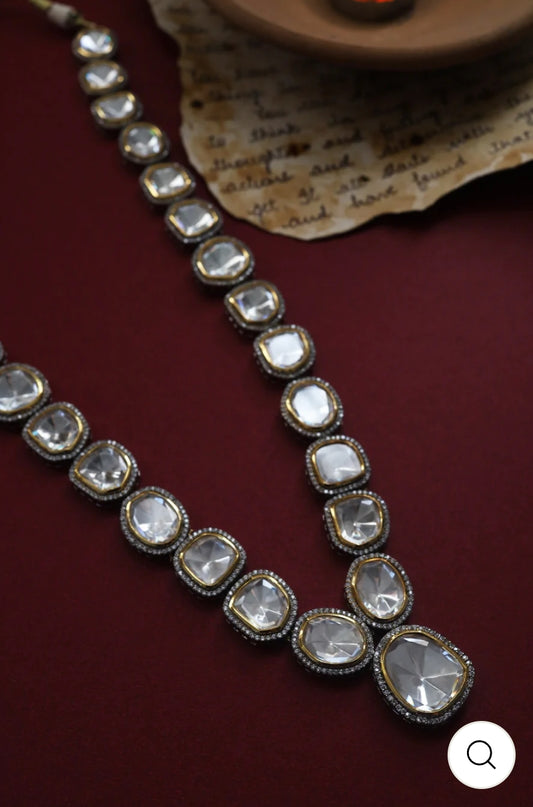 Victorian Uncut Polki Faux Diamond Necklace set