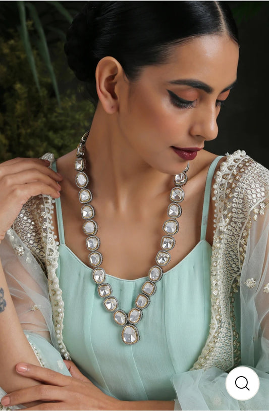 Victorian Uncut Polki Faux Diamond Necklace set