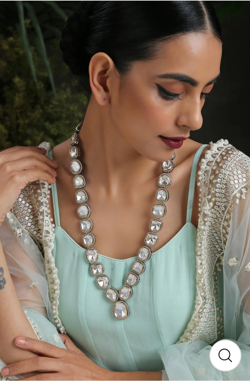 Victorian Uncut Polki Faux Diamond Necklace set