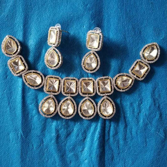 Victorian Uncut Polki Faux Diamond Necklace set