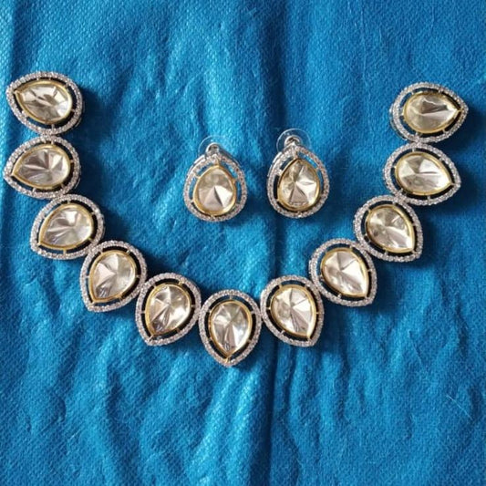 Victorian Uncut Polki Faux Diamond Necklace set