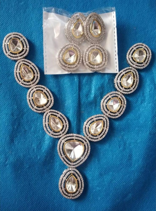 Victorian Uncut Polki Faux Diamond Necklace set