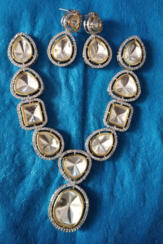 Victorian Uncut Polki Faux Diamond Necklace set