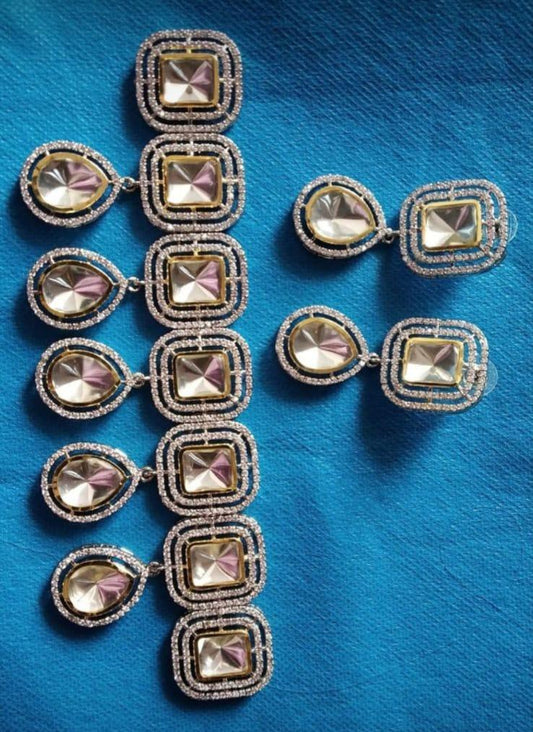Victorian Uncut Polki Faux Diamond Necklace set
