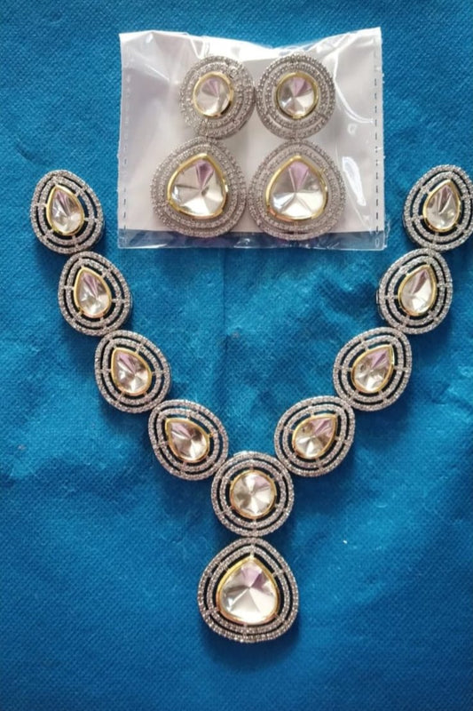 Victorian Uncut Polki Faux Diamond Necklace set