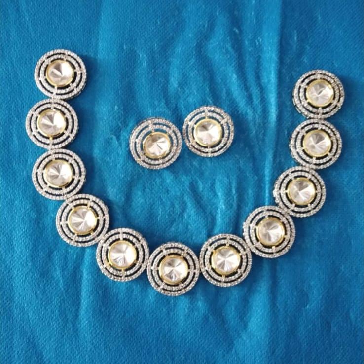 Victorian Uncut Polki Faux Diamond Necklace set
