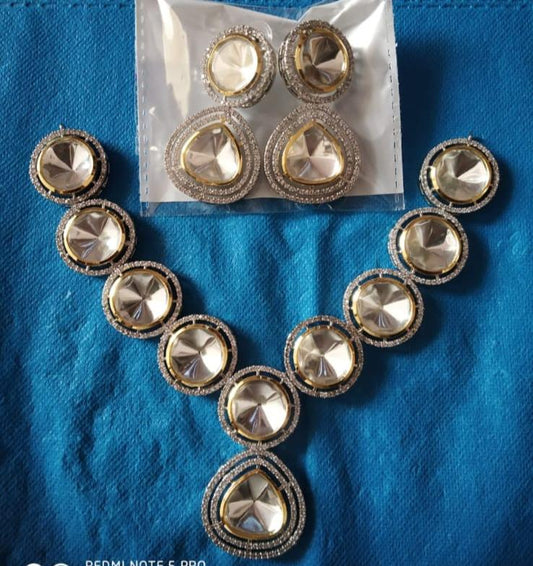 Victorian Uncut Polki Faux Diamond Necklace set