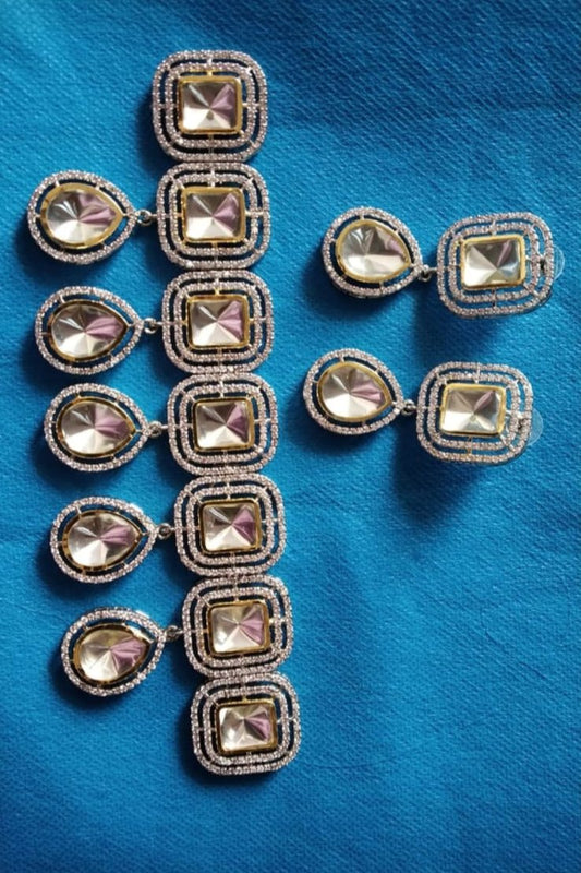 Victorian Uncut Polki Faux Diamond Necklace set