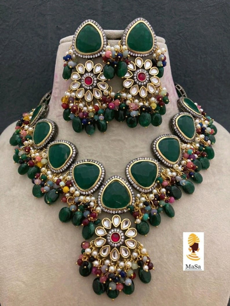 Victorian Uncut Polki Faux Diamond Necklace set