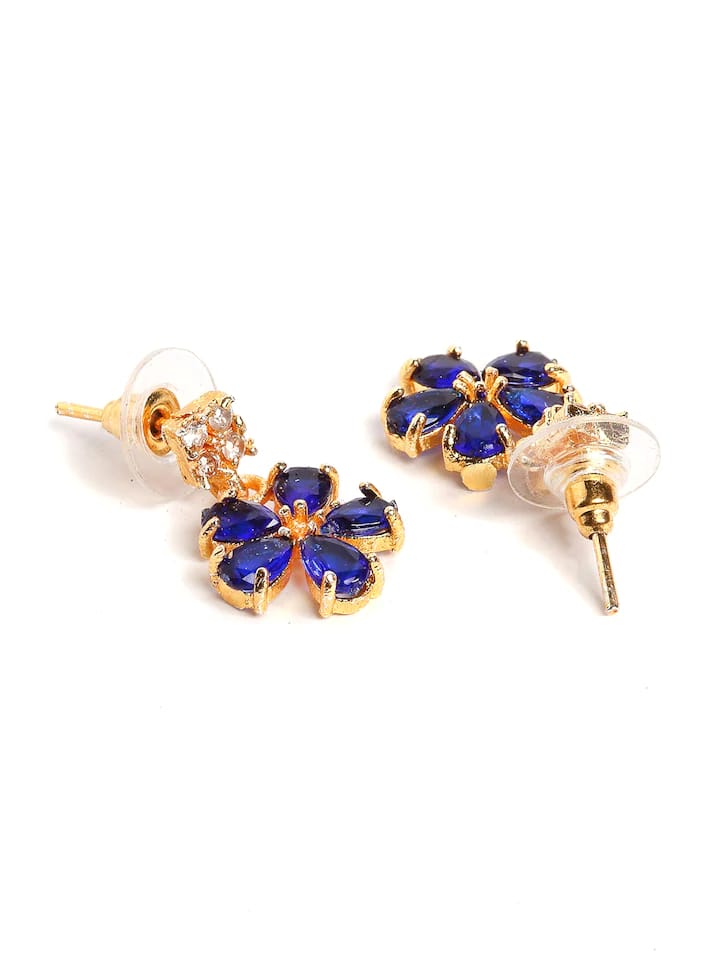 Gold Plated American Diamond Necklace with Earrings