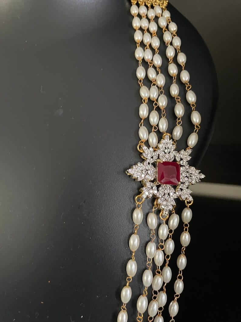 Gold Plated American Diamond Necklace with Earrings