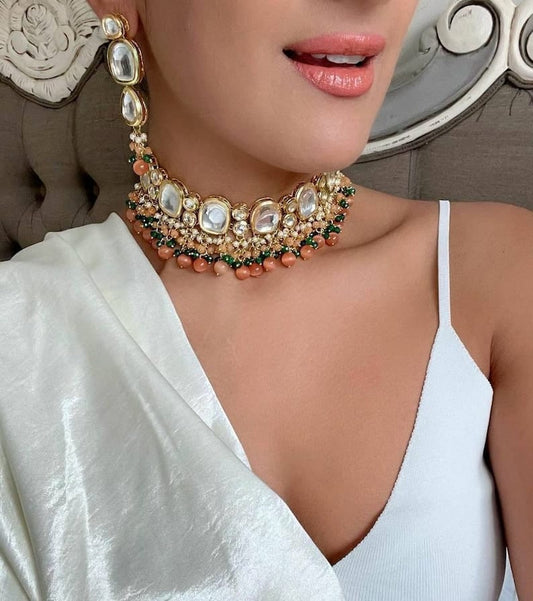 Gold-Plated Kundan-Studded Jewellery Set