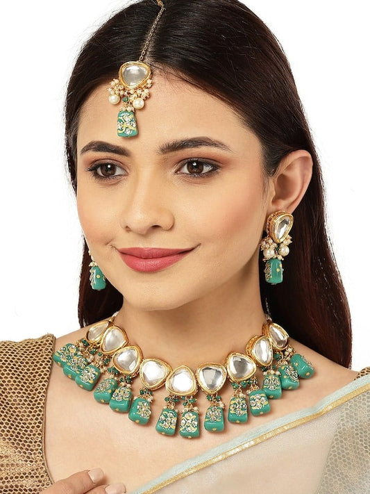 Gold-Plated Kundan-Studded Jewellery Set