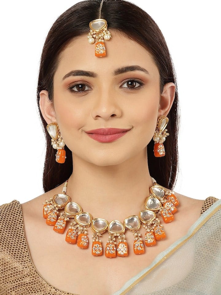 Gold-Plated Kundan-Studded Jewellery Set