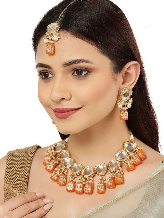 Gold-Plated Kundan-Studded Jewellery Set