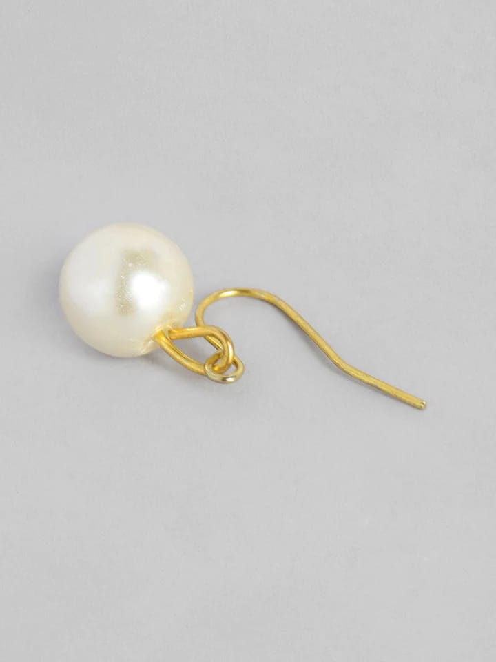 Gold-Plated Pearl-Beaded Necklace & Earrings Set