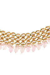 Gold-Plated Kundan-Beaded Necklace & Earrings Set