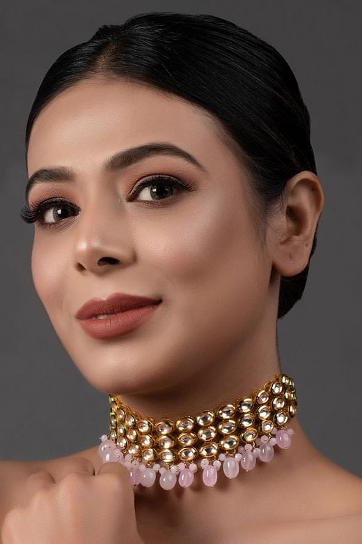 Gold-Plated Kundan-Beaded Necklace & Earrings Set