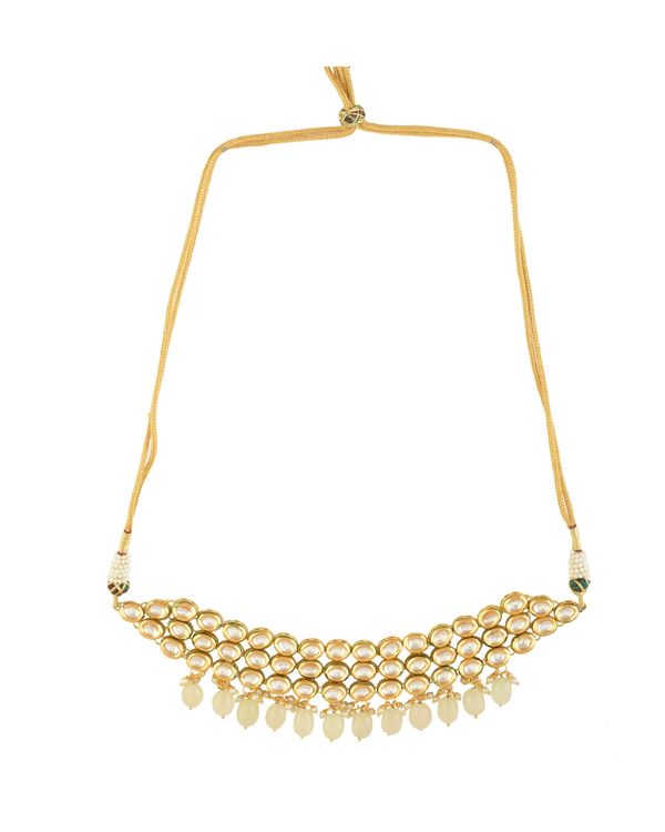 Gold-Plated Kundan-Beaded Necklace & Earrings Set
