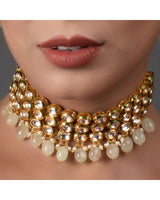 Gold-Plated Kundan-Beaded Necklace & Earrings Set