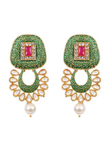 Gold Plated Green Meenakari Kundan Jewellery Set