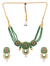 Gold Plated Green Meenakari Kundan Jewellery Set