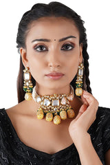 Gold Plated Kundan Pendant Drop Choker Set