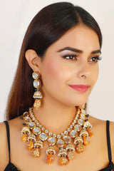 Gold Plated Kundan Pendant Drop Choker Set