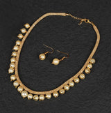 Gold Tone Cluster Pearls Choker Necklace & Earring Set