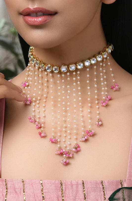 Gold Plated Kundan Drop Choker