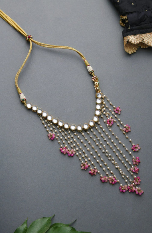 Gold Plated Kundan Drop Choker