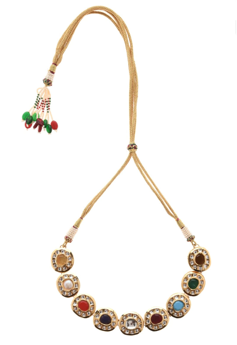 Gold Plated Multicolor Kundan Choker Necklace
