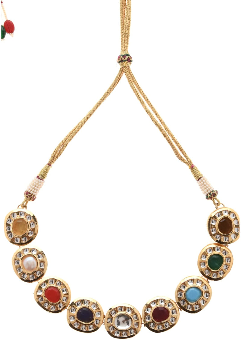 Gold Plated Multicolor Kundan Choker Necklace