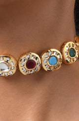 Gold Plated Multicolor Kundan Choker Necklace