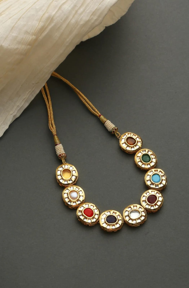 Gold Plated Multicolor Kundan Choker Necklace