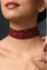 Gold Plated Red Hydro Stones Choker