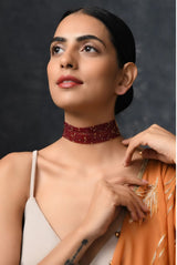 Gold Plated Red Hydro Stones Choker